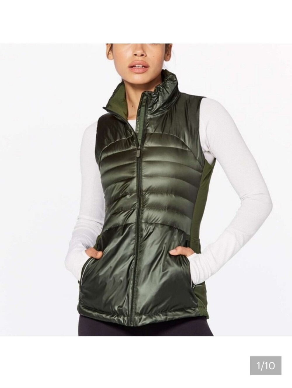 Lululemon Down For A Rub Lightweight Olive Green Quilted Vest - Women's